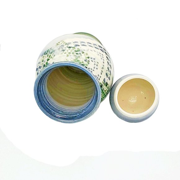 K.Ethridge Studio Art Pottery Ginger Jar Urn Blue - Picture 4 of 6